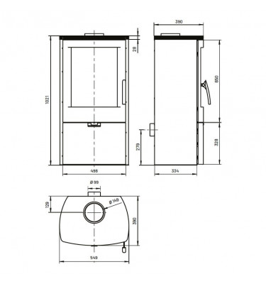Thorma - piecyk na drewno Falun II czarny 8,0 kW