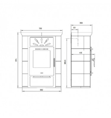 Thorma - piecyk na drewno Borgholm Top kafel kremowy 7,0 kW