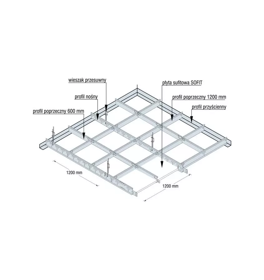 Sofit - vertical wire with mesh, L 500 mm