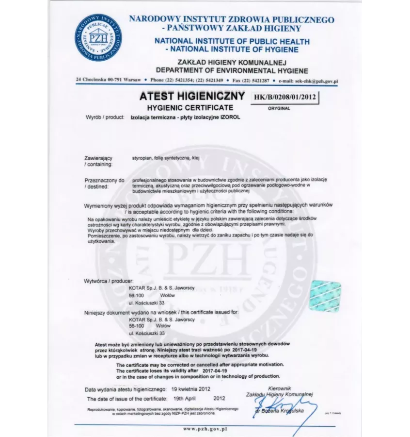 Kotar - płyta izolacyjna IZOROL PP, EPS 045