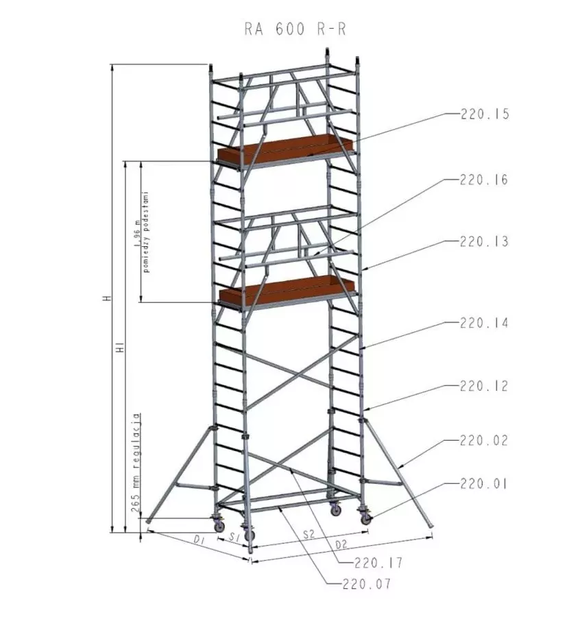 Drabex - RA-600 R-R mobile scaffolding