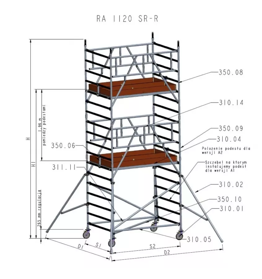 Drabex - rusztowanie przejezdne RA-1120 S R-R
