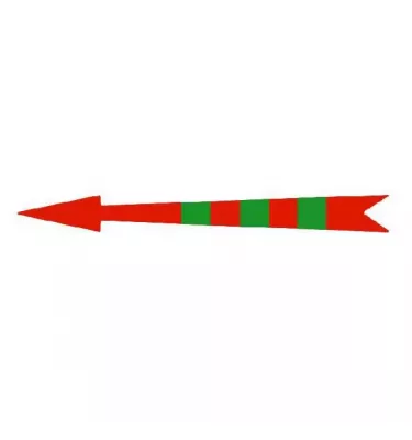 Xplo - self-adhesive red arrow mark with green marks