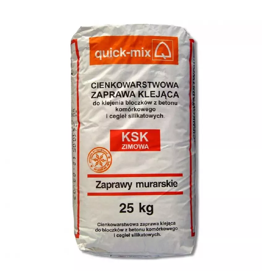 Quick-mix - zaprawa klejąca do bloczków z betonu komórkowego i cegieł silikatowych KSK Zimowa