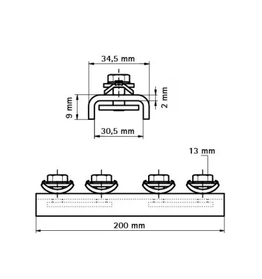 Walraven - łączniki U do szyn montażowych BIS RapidRail® 654 3 001