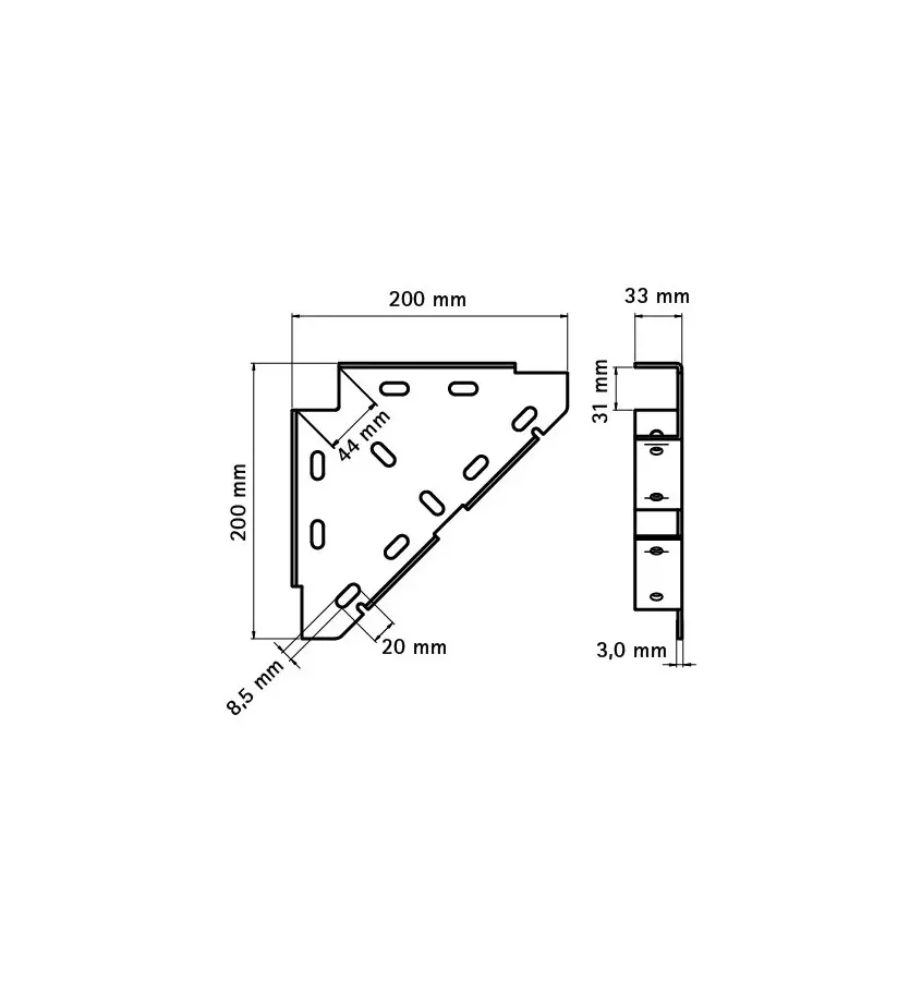 Walraven - triangular connectors for mounting rails BIS, WM - 659 3 010