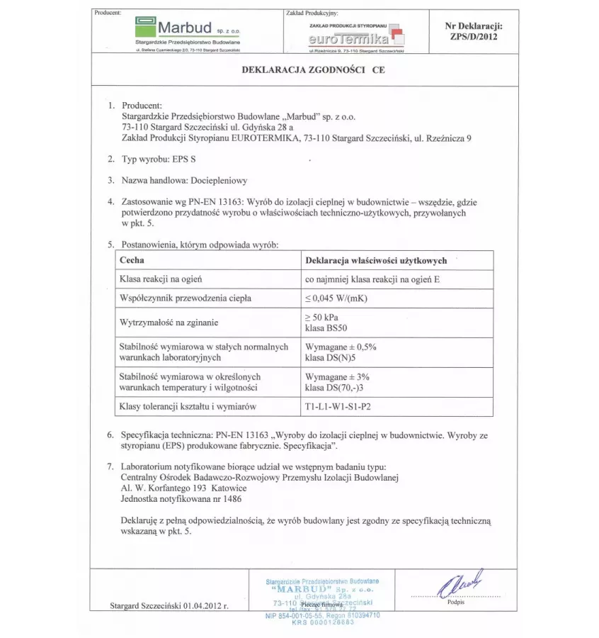 Eurotermika - Tepelně izolační polystyrenová deska 045