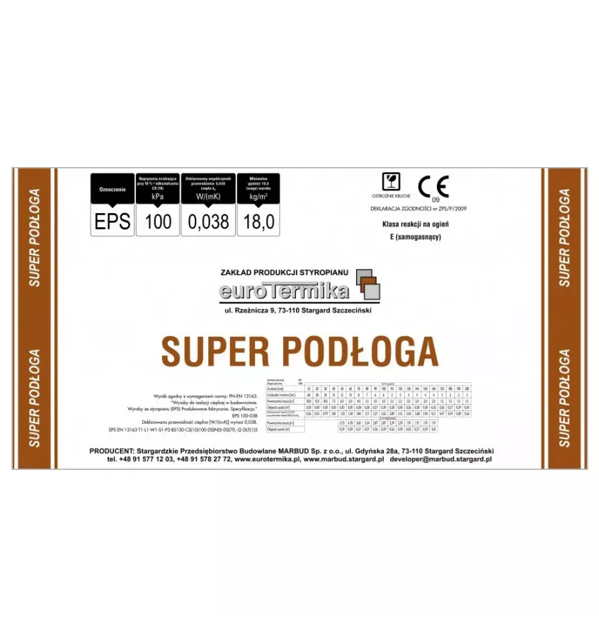 Eurotermika - Super Podłoga 100-037 polystyrene board