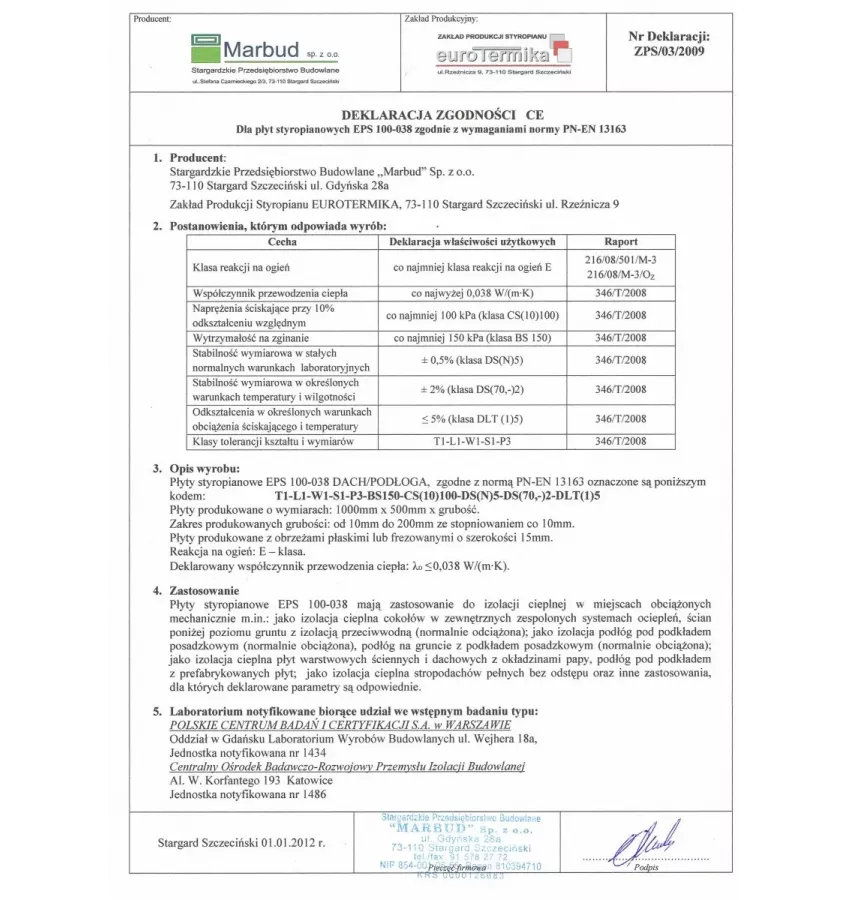 Eurotermika - Super Podłoga 100-037 polystyrene board