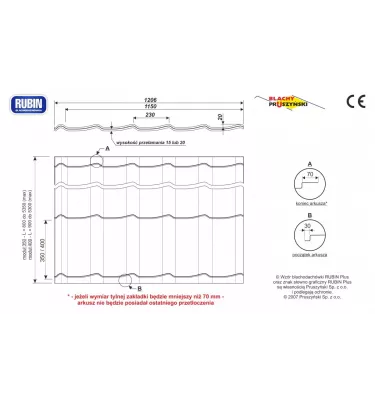 Pruszyński - plechová střešní taška Rubin