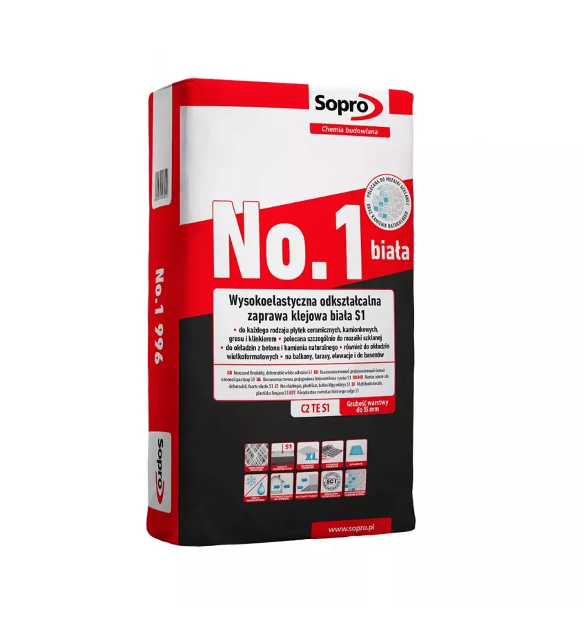 Sopro - Highly elastic white adhesive mortar No.1 (996)
