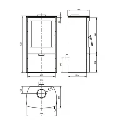 Thorma - piecyk na drewno Falun II czarny 8,0 kW
