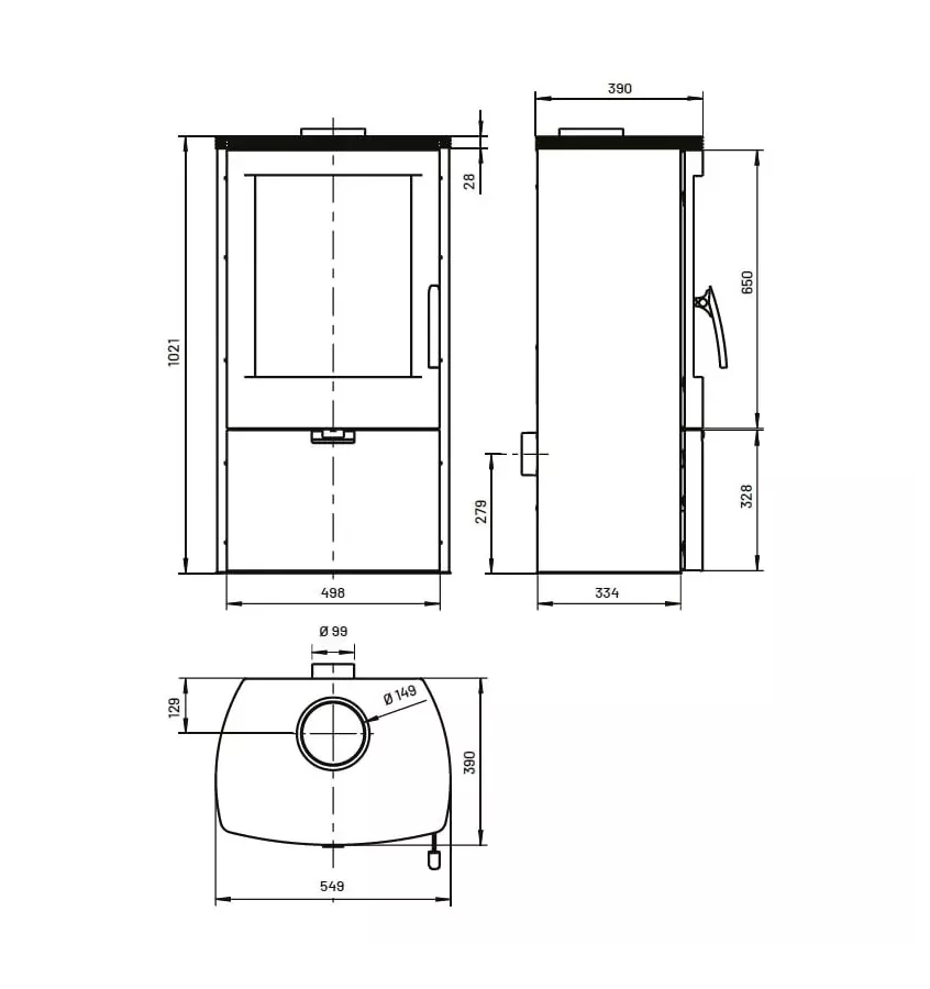 Thorma - piecyk na drewno Falun II czarny 8,0 kW
