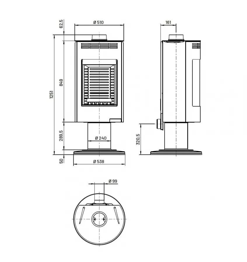 Thorma - piecyk na drewno Andorra II Exclusive szary obrotowy 7,5 kW