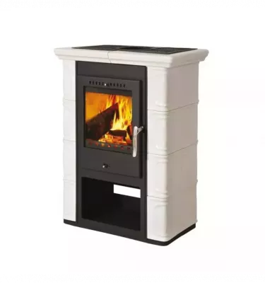 Thorma - piecyk na drewno Borgholm kafel kość słoniowa 7,0 kW