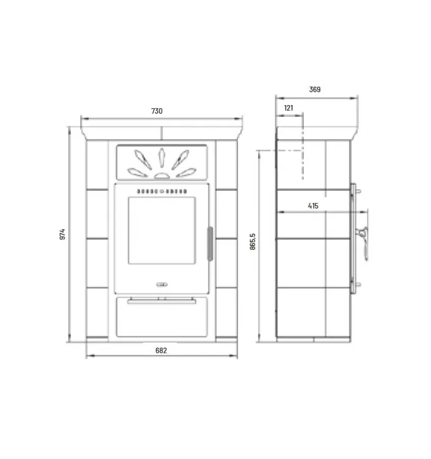 Thorma - Borgholm wood stove Tiled top
