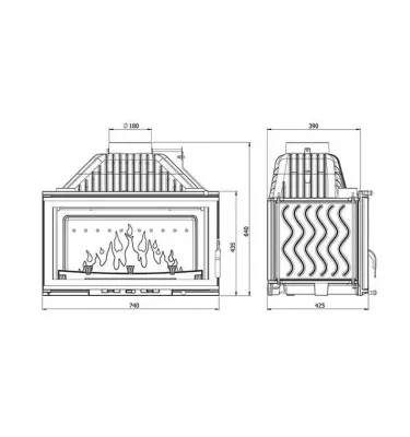 Kawmet - fireplace insert Grand W16 premium with a damper