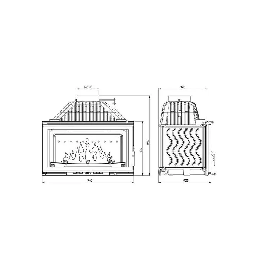 Kawmet - fireplace insert Grand W16 premium with a damper