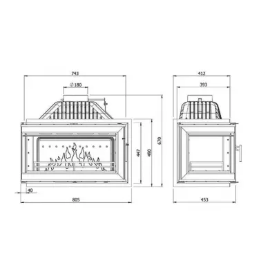 Kawmet - fireplace insert Corner W16 premium with a damper