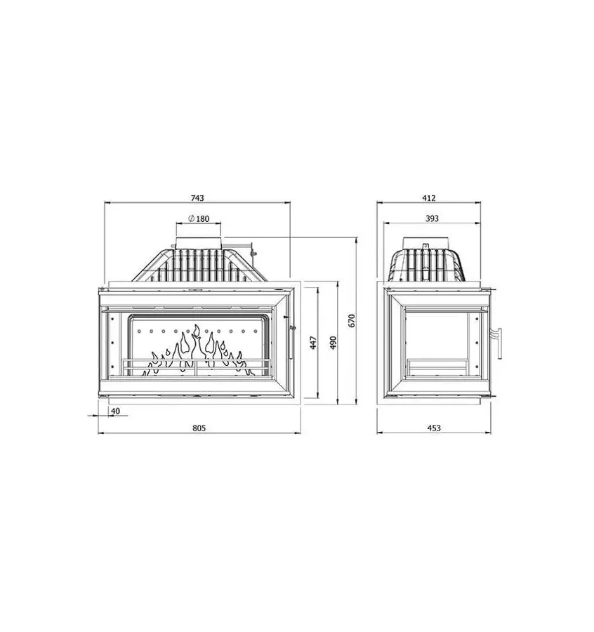 Kawmet - fireplace insert Corner W16 premium with a damper
