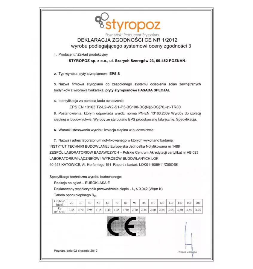 Styropoz - foam board Facade Specjal 42