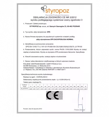 Styropoz - Styrofoam board Roof / Floor Normal 60