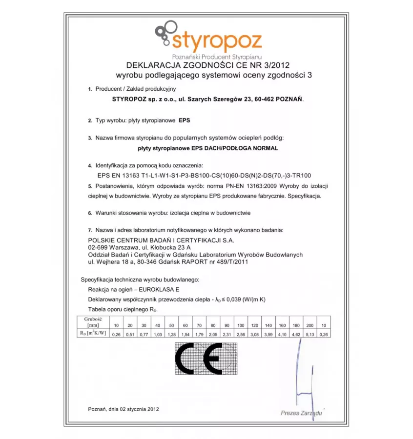Styropoz - Styrofoam board Roof / Floor Normal 60