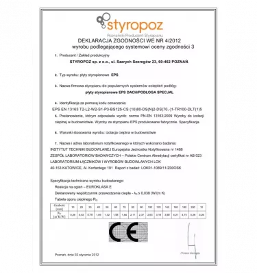 Styropoz - polystyrenová deska Střecha / Podlaha Specjal 80