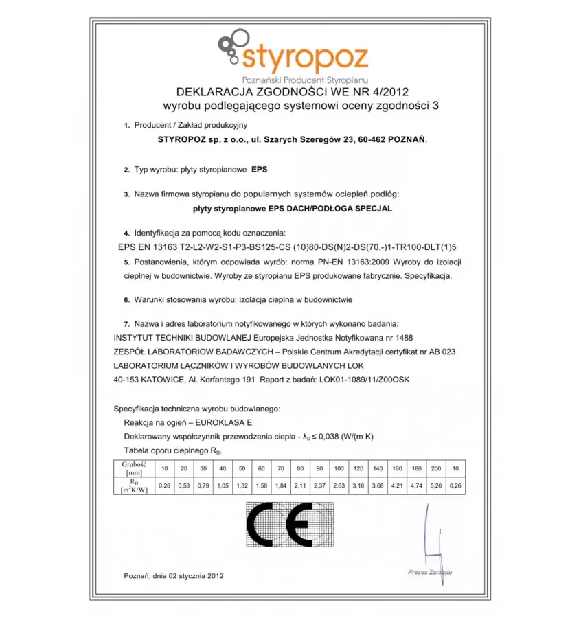 Styropoz - płyta styropianowa Dach/Podłoga Specjal 80