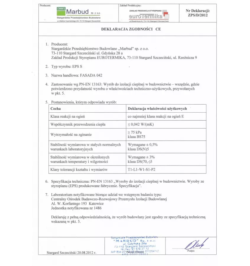 Eurotermika - płyta styropianowa Fasada 042