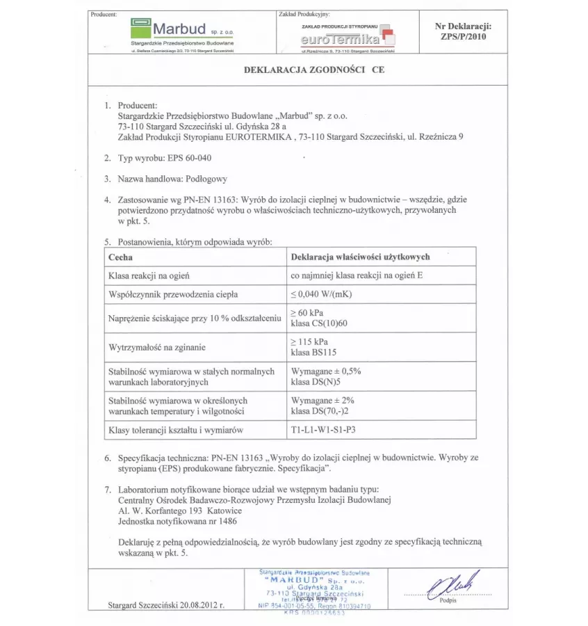 Eurothermal - Floor foam board 60-039
