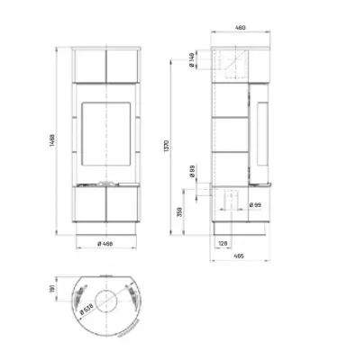 Thorma - piecyk na drewno Atika Standard Cadiz kafel biały 7,5 kW