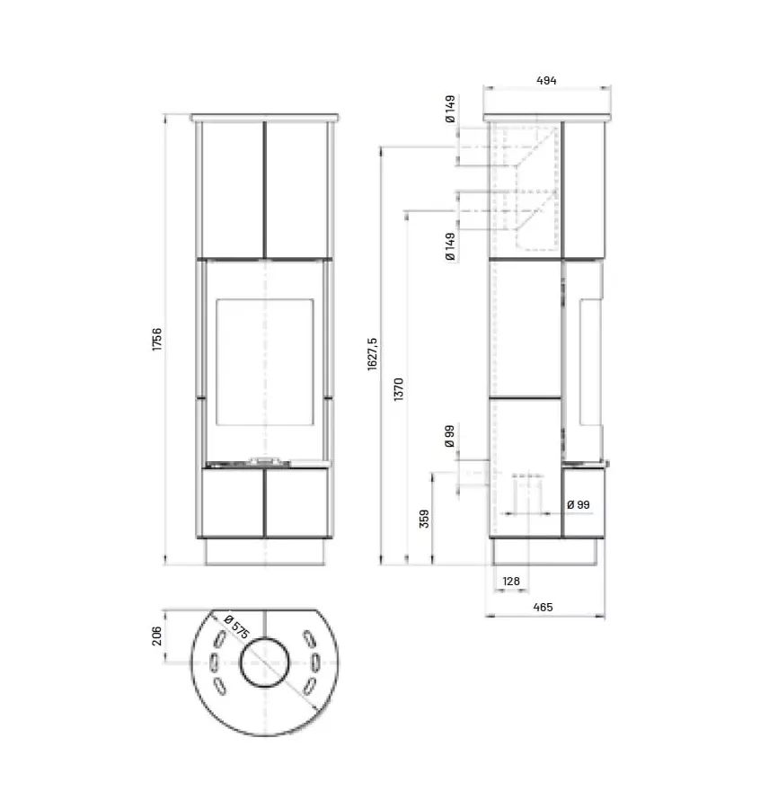 Thorma - piecyk na drewno Delia Standard kamień Serpentino 7,5 kW
