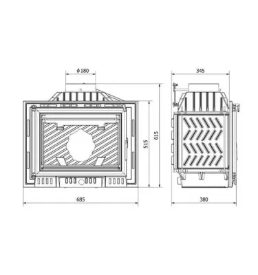 Kawmet - Pionier W6 fireplace insert with chimney