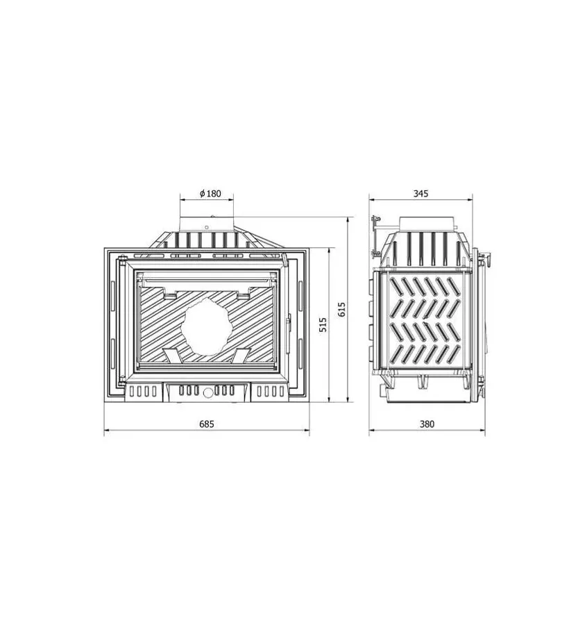 Kawmet - Pionier W6 fireplace insert with chimney