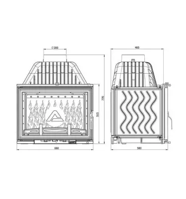 Kawmet - fireplace insert Kompakt W17 premium with chimney