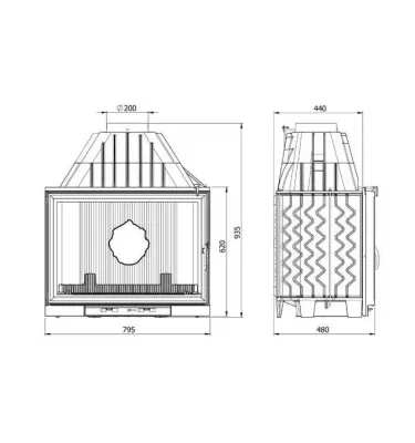 Kawmet - Smok W8 fireplace insert with chimney