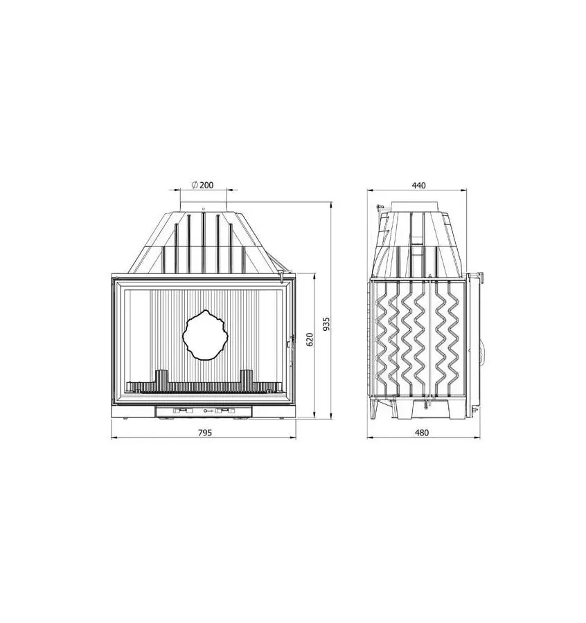 Kawmet - Smok W8 fireplace insert with chimney