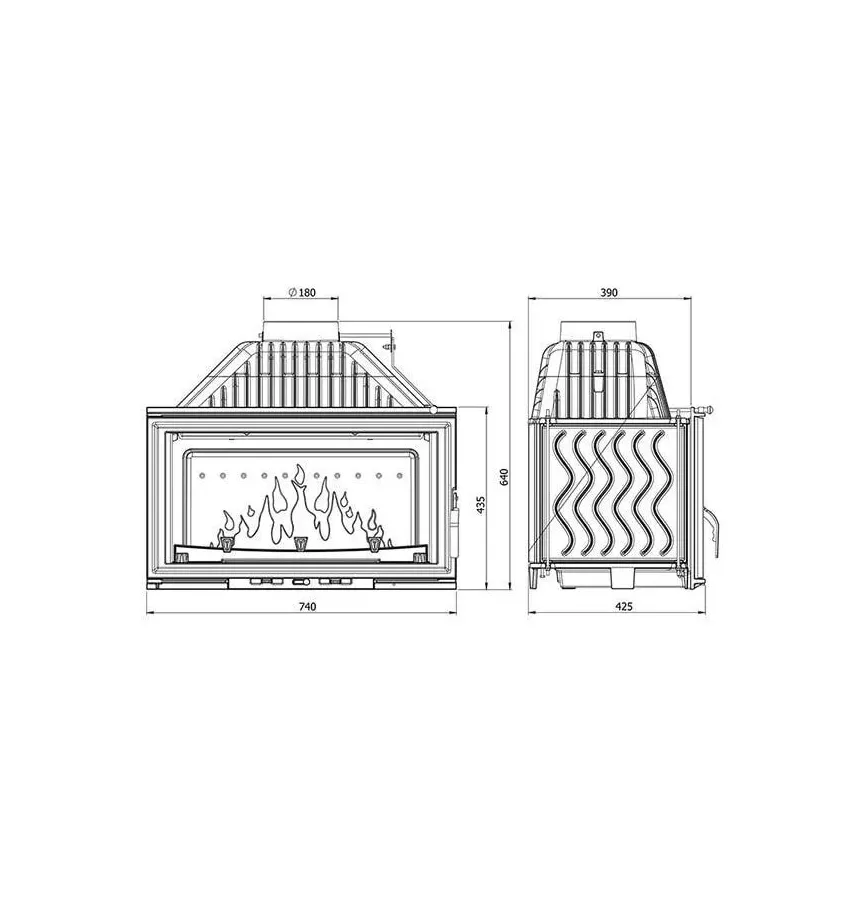 Kawmet - fireplace insert Grand W15 with a damper