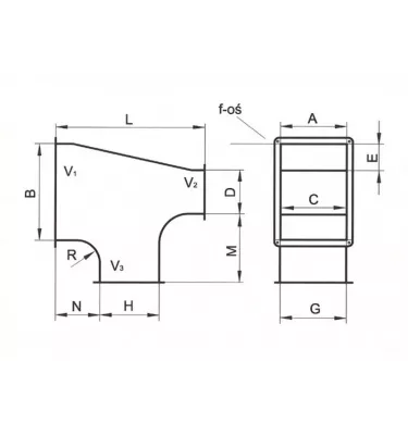 Xplo Ventilation - asymmetrical rectangular tee