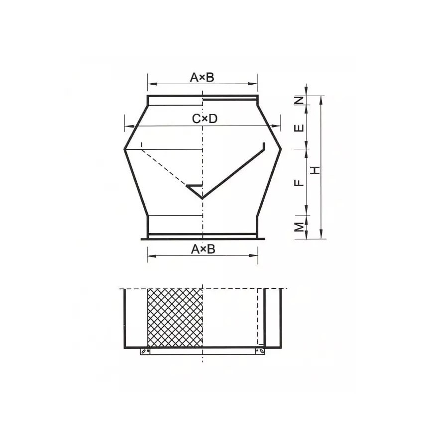 Xplo Ventilace - obdélníkový střešní otvor typu E