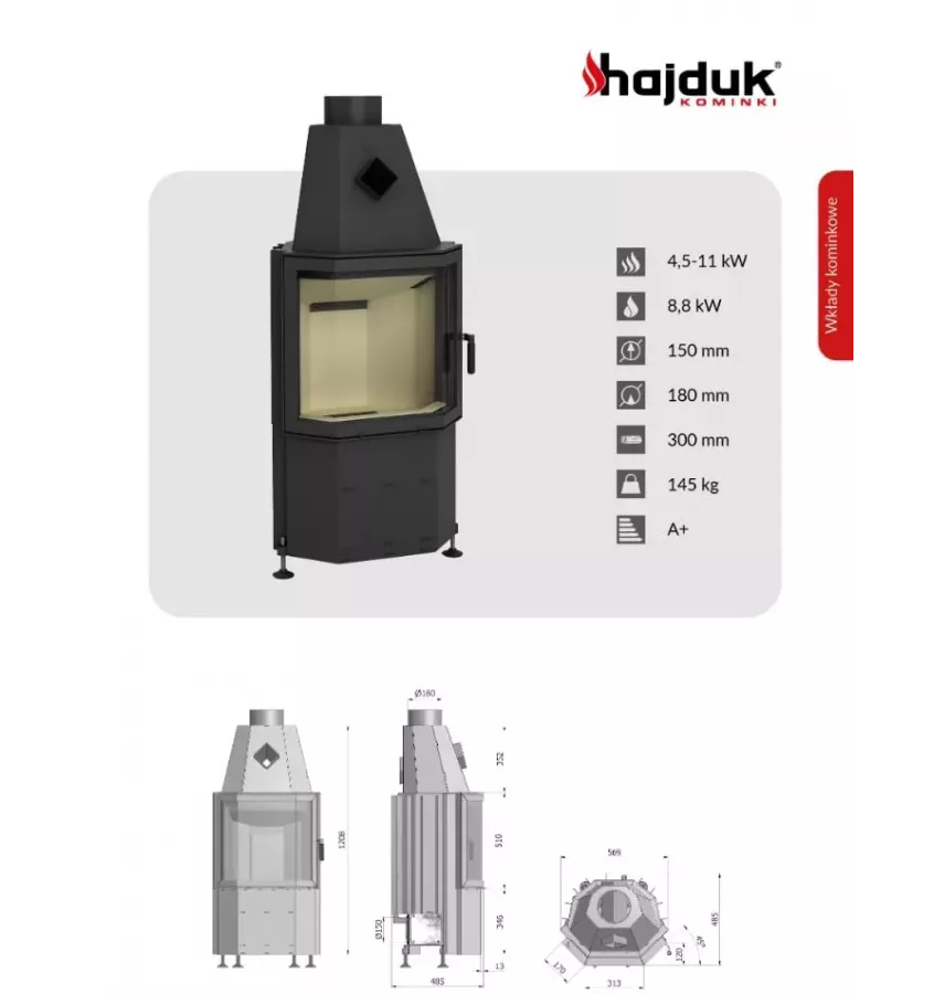 Hajduk - convection fireplace insert Prisma M