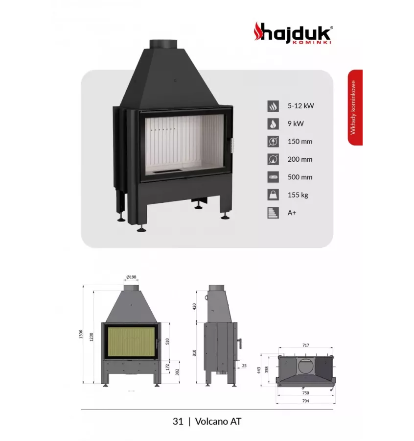 Hajduk - Volcano AT convection fireplace insert