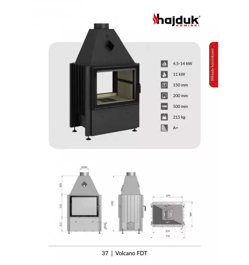 Hajduk - Volcano FDT convection fireplace insert