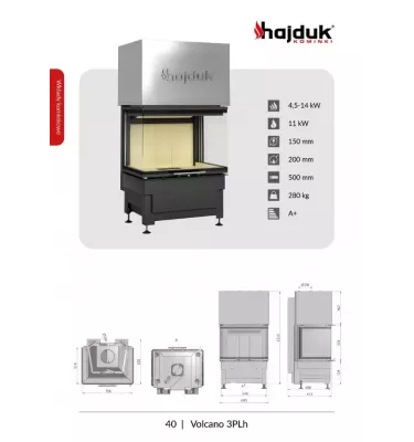 Hajduk - Volcano 3PLh convection fireplace insert