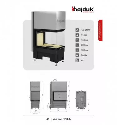 Hajduk - Volcano 3PLUh convection fireplace insert