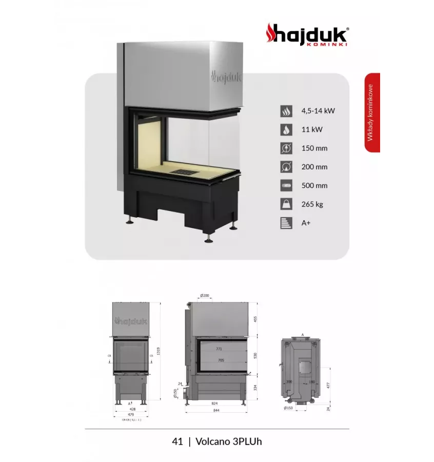 Hajduk - Volcano 3PLUh convection fireplace insert