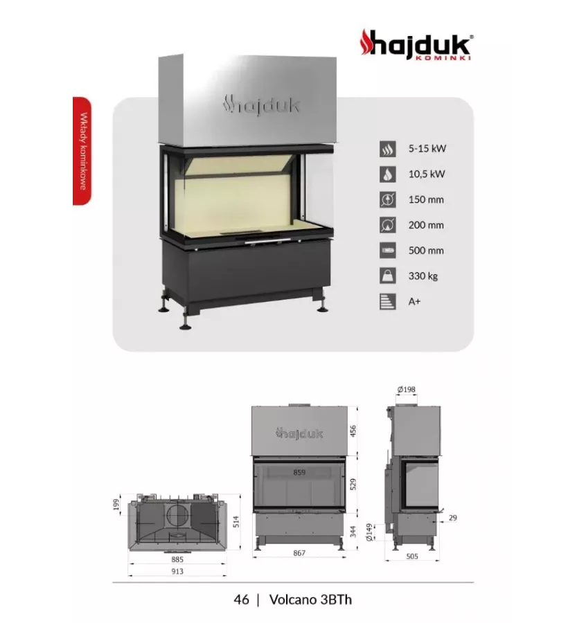 Hajduk - Volcano 3BTh convection fireplace insert