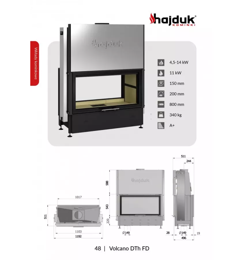 Hajduk - Volcano DTh-FD convection fireplace insert