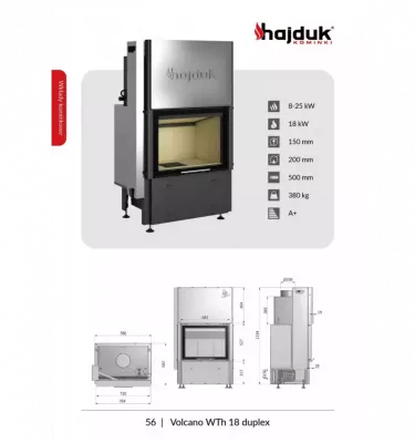 Hajduk - fireplace insert with a water jacket Volcano WTh-18